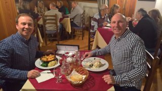 Dad And I Dinner Skiing Sauze Doulx Jan 2019