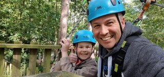 Ethan_and_i_aerial_tree_trekking_sunday_centre_parcs_july_2023