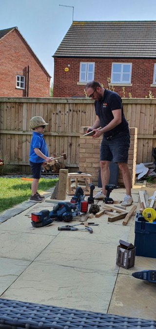 Ethan And I Hammer Building Bird House April 2020