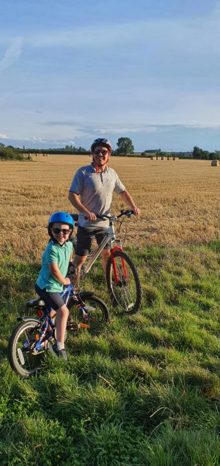 Ethan And I Hay Bale Ride Aug 2020