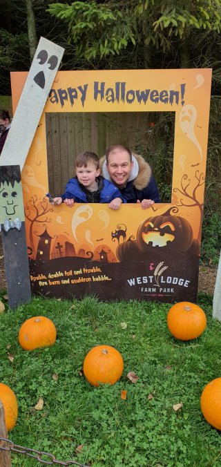 Ethan And I Sign Pumpkin Picking West Lodge Farm Park Oct 2020