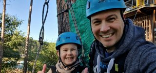 Ethan_and_i_up_aerial_tree_trekking_sunday_centre_parcs_oct_2023
