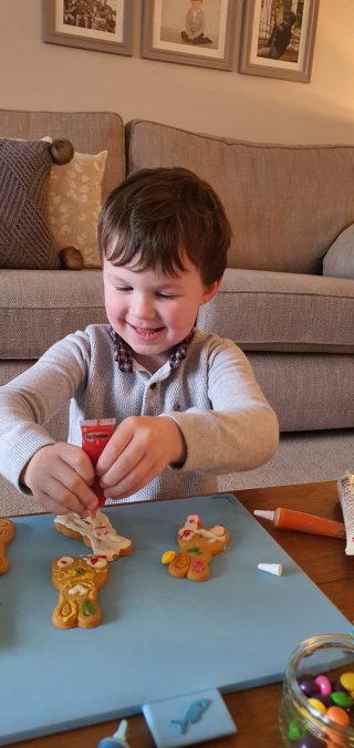 Ethan Decorating Bunny Biscuits Jan 2021