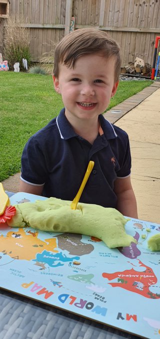 Ethan Playing Making Playdough July 2020