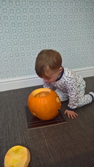 Ethan Pumpkin Carving October 2017