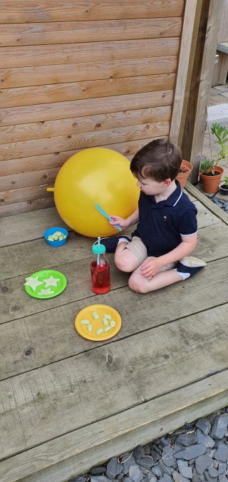 Ethan Shapes Making Playdough July 2020