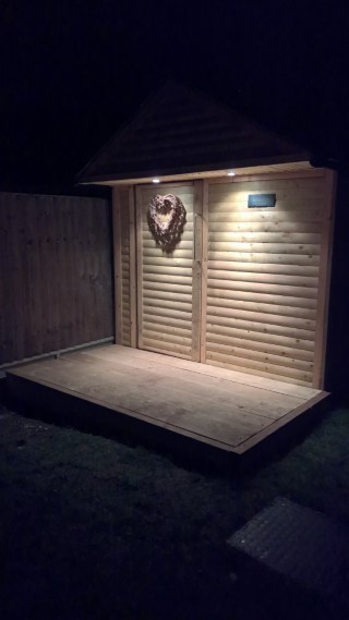 Finishing_touches_to_the_shed_feb_2017_lights_at_night