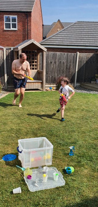 Me Chasing Ethan Garden Water Play Aug 2020