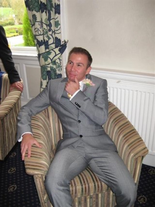 Me in a Chair at Claires Wedding