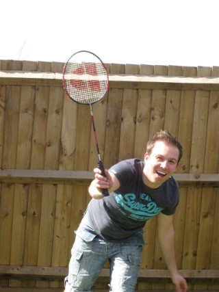 Me Playing Badminton Picnic Day May 2013