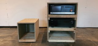 Side By Side Entertainment Rack And Subwoofer Box Construction May 2021