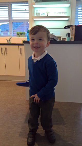 Uniform Ethans First Day Of Pre School Jan 2019