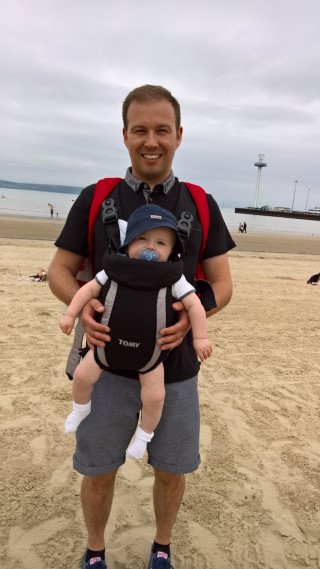 Weymoth_dorset_holiday_june_2016_ethan_and_i_front_carry