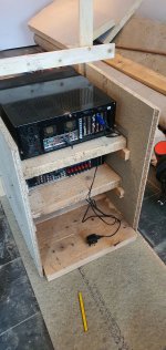 Back Entertainment Rack And Subwoofer Box Construction May 2021