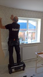 Dad Wallpapering Dining Room Nov 2018