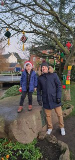 Ethan And I Cosby Christmas Knitting Bomb Dec 2020