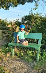 Ethan Bench Hay Bale Ride Aug 2020