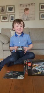 Ethan Finished Building Technic Lego Pull Back Racer Feb 2021