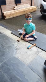 Ethan Smashing Fixing Broken Garage Floor Tile June 2020