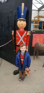 Ethan Soldier Meeting Santa Palmers Garden Centre Christmas Eve Dec 2019