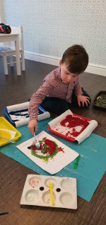 Ethan Working Coloured Rice Rangoli Patterns Nov 2020