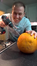 Me Drilling Pumpkin Carving October 2017