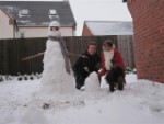 Rachel and I Snowman and Snowdog Jan 2013