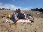 Rachel and I Towel Whitstable Beach June 2013